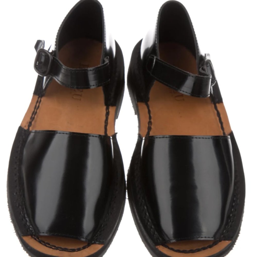 Hereu Patent Leather Ankle Strap Sandals